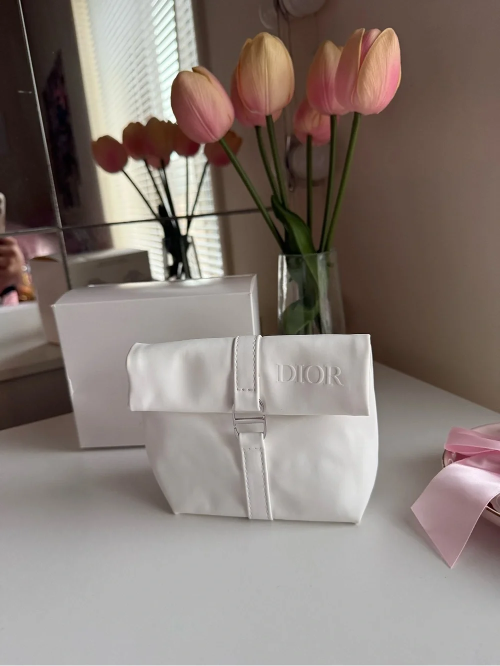 Dior White pouch bag